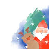サンタクロースとトナカイのクリスマスカード