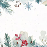水彩タッチで植物と雪の結晶を描いたクリスマスカードの無料テンプレート